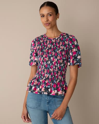 Smocked Top in Whimsical Garden