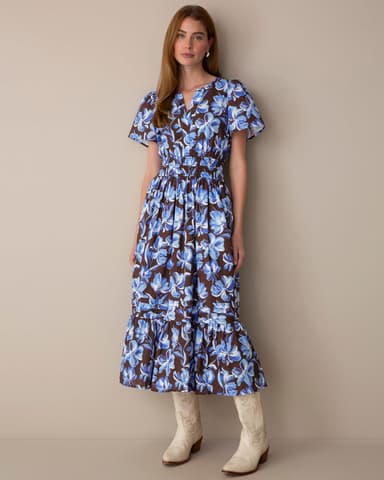 Hollie Midi Dress in Twilight Blooms