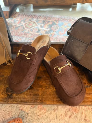 Suede Horsebit Moccasin Loafer Mule