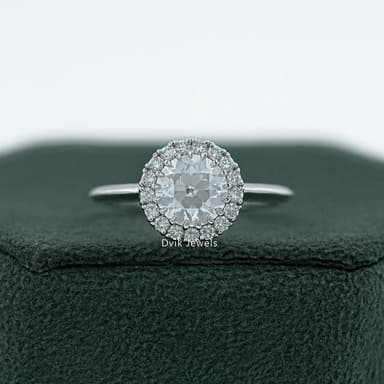 Old European Round Cut Diamond Halo Engagement Ring