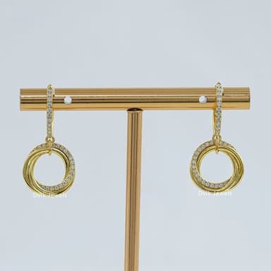 Diamond Interlocking Circle Dangle Hoop Earrings