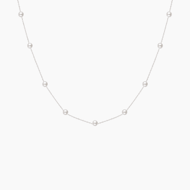 Freshwater Cultured Pearls Station Necklace in 925 Sterling Silver