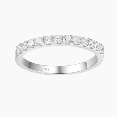 CZ Wedding Band for Women 925 Sterling Silver Half Eternity Stackable Ring