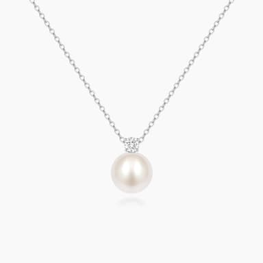 925 Sterling Silver Freshwater Pearl Cubic Zirconia Pendant Necklace