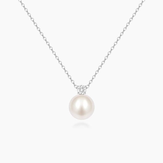 925 Sterling Silver Freshwater Pearl Cubic Zirconia Pendant Necklace