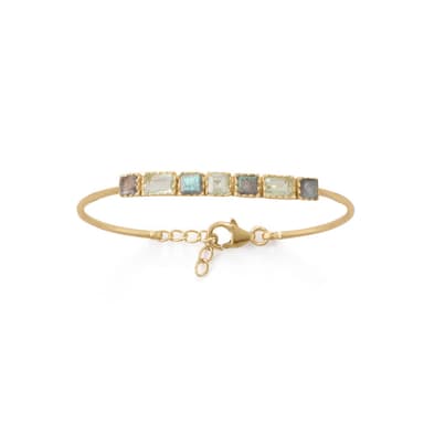 Gold Labradorite & Prasiolite Bangle Bracelet