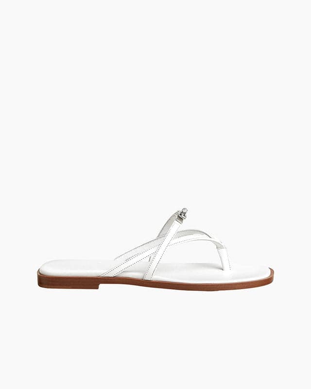 Women's Island Vacation Minimalist Lock Leather Flip-Flops
