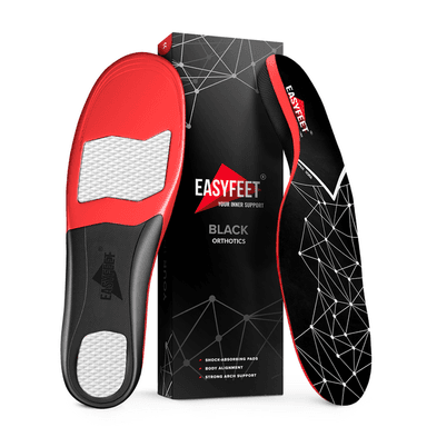 EASYFEET Black Model - Firm Arch Support Insoles for Plantar Fasciitis Relief (High Arch)