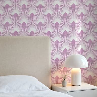 Art Deco Scallop Wallpaper - Pink Mauve & White