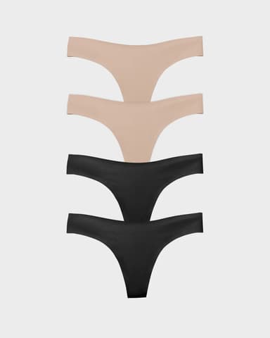 Nude and Black Thong 4-Pack