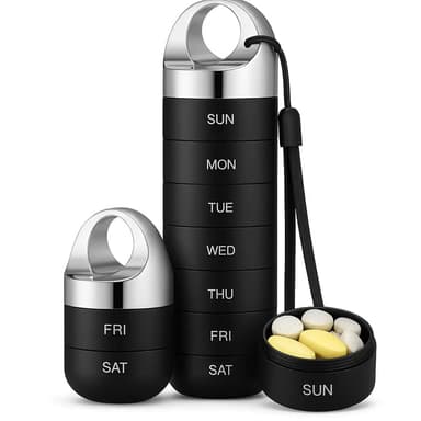 Travel Pill Organizer with 7 Compartments