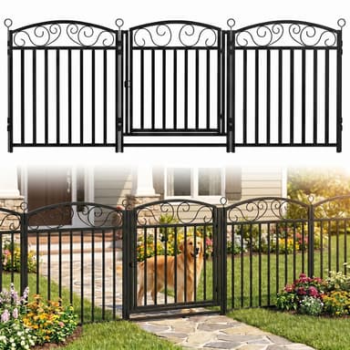 Animal Barrier for Yard, Patio, Garden Borders, Outdoor Decorative Fencing with Wave Design and Thick Square Tube Metal Panels