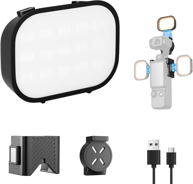 Magnetic LED Light for DJI Osmo Pocket 3, Rechargeable Mini Video Fill Light