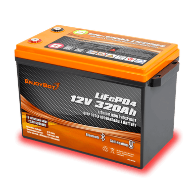 Enjoybot 12V 320Ah LiFePO4 Lithium Battery with Self-Heating & Bluetooth, 4096Wh, All-Season Power for RVs, Cabins, Marine & Off-Grid Living.