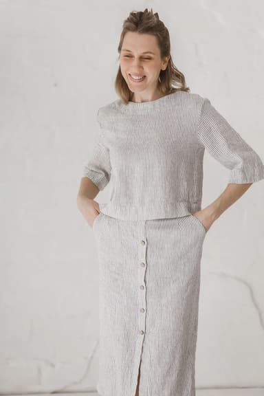 Linen Boxy Crop Top - Chloe