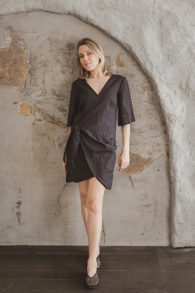 Premium Lightweight Linen Wrap Dress