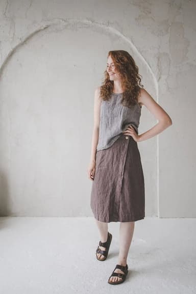 READY TO SHIP Linen Wrap Skirt