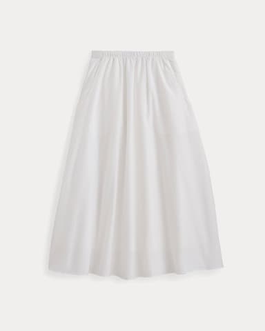 Pull-On Maxi Skirt in Cotton Silk | White