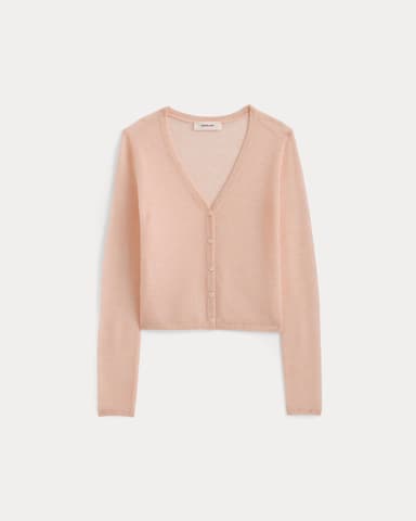 Air Alpaca Wide V Cropped Cardigan | Pale Peach
