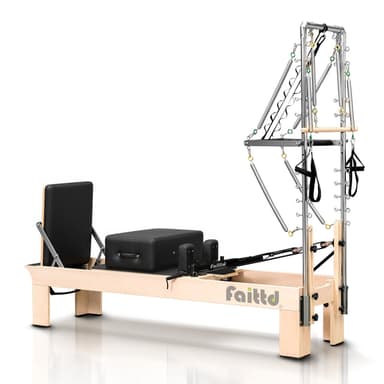 Wooden Pilates Reformer With Tower - Black