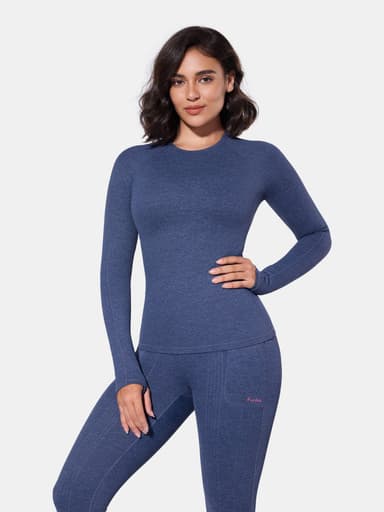 PowerBand Resistance Faux Denim Long Sleeve Top