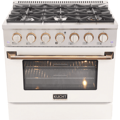 KUCHT 36" Freestanding Gas Range, KNG361-W-Gold