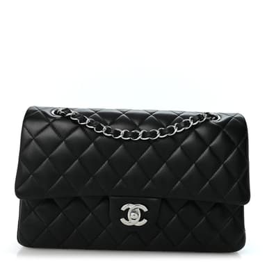 Lambskin Quilted Medium Double Flap Black
