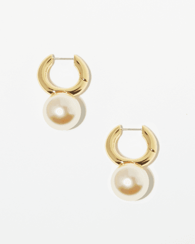 Golden Pearl Hoops