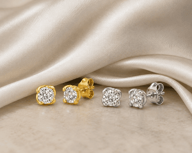 Round Lab-Grown Diamond Miracle Plate Stud Earrings in 925 Sterling Silver (1/2 CT TW)
