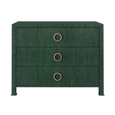 Getty Three Drawer Chest in Dyed Green Grasscloth by Worlds Away