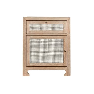 Ruth Cerused Oak One Door Cabinet with Cane Front by Worlds Away