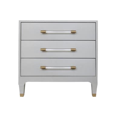 Amber Three Drawer Side Table in Light Grey Shagreen by Worlds Away