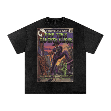 Pimp Trick Gangsta Clique - Snow Washed Oversized Cotton T-Shirt