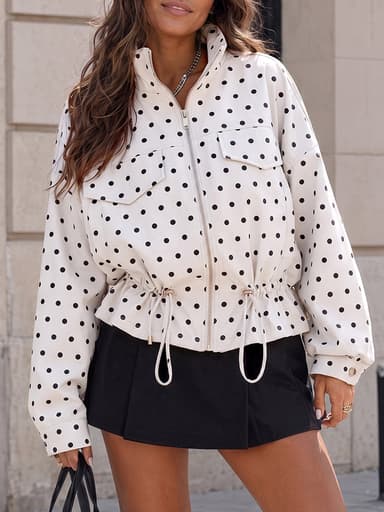 Zip Up Polka Dot Drwatring Jackets