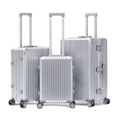 SILVER 3-Piece Suitcase Set (55x35x20cm + Medium + Large)