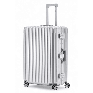 Large 30" SILVER Checked Suitcase