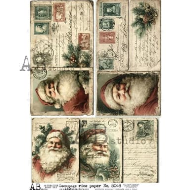 Santa's Christmas Postcards Rice Paper (#8048)- AB Studios