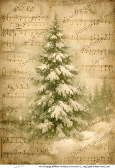Silent Night Christmas Tree Rice Paper (DC996) - Decoupage Central