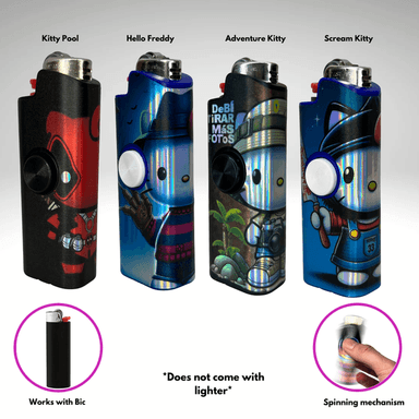 FLKR LYTR Kitty Pack 4pcs Fidget Spinner Case for Bic Lighters- High-Quality Body for Bic Lighter and Spinning Mechanism
