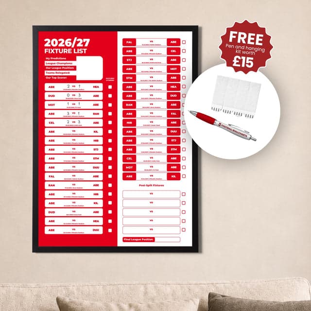 Scottish Premier League Clubs - 2026/27 Fixture Poster