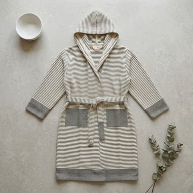 Stripe Diamond Turkish Cotton Hooded Robe