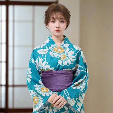 Turquoise Sunflower Women Festival Yukata