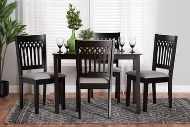 Baxton Studio Genesis Modern Grey Fabric and Dark Brown Finished Wood 5-Piece Dining Set