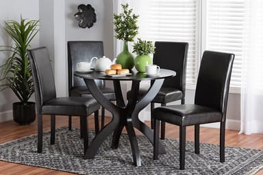 Baxton Studio Trine Modern Espresso Brown Faux Leather and Wood 5-Piece Dining Set