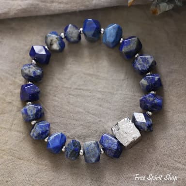 Natural Irregular Lapis Lazuli Bead Bracelet