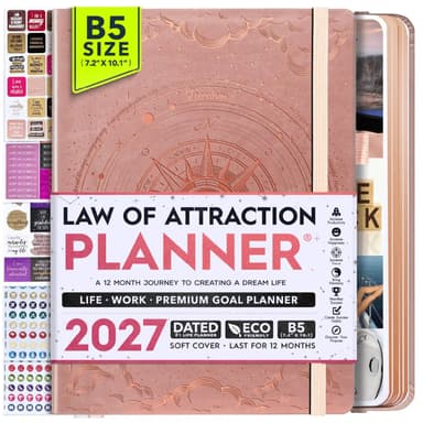Jan - Dec 2027 Dated Sunday Start Deluxe LOA 12 Month Planner (B5 size: 7.5 x 10 inches) Rose Gold Covers