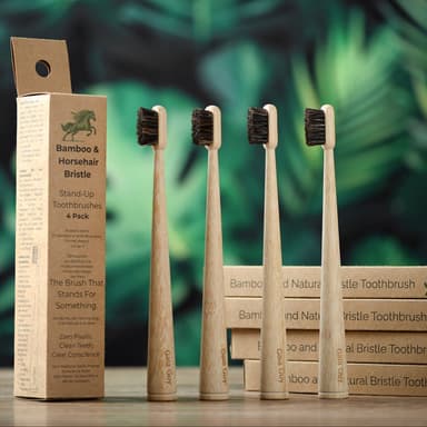 Gaia Guy Horsehair Toothbrush | Natural, Plastic-Free &amp; Self-Standing Bamboo Toothbrush