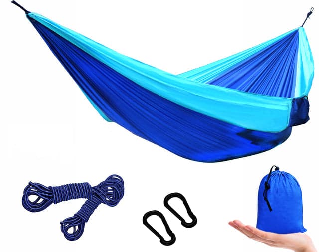 Single Camping Hammock - Lightweight Hammock for Camping, Travel, Hiking, Beach, Yard. 94" (L) x 43" (W), Blue