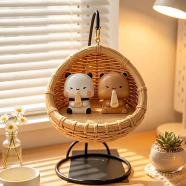 Bubu Dudu Hanging Chair Figurine – Cute Bubu Dudu Hanging Chair Desk Decoration