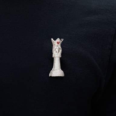 Iced Chess Queen Brooch in White Gold
